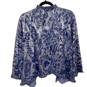 Chic Blue and Silver Animal Print Knit Jacket LN